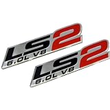 2x (pair set) LS2 6.0L V8 Red Engine Emblems Badges Highly Polished Aluminum Chrome... by Unknown