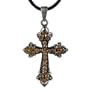 Fleur De Lis Cross Necklace Citrine-Brown Austrian Crystals