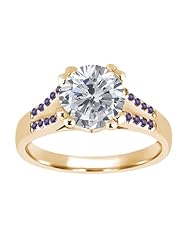 1.20 Ct Round H/I Diamond Purple Amethyst 14K Yellow Gold Ring
