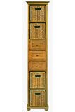 Linen Cabinet W/wicker Baskets 4-baskets Natural