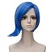 Probeauty Short Straight Blue Bob Cosplay Wig for Women Anime Costume Wigs for Halloween Party with Wig Cap (No Glasses)