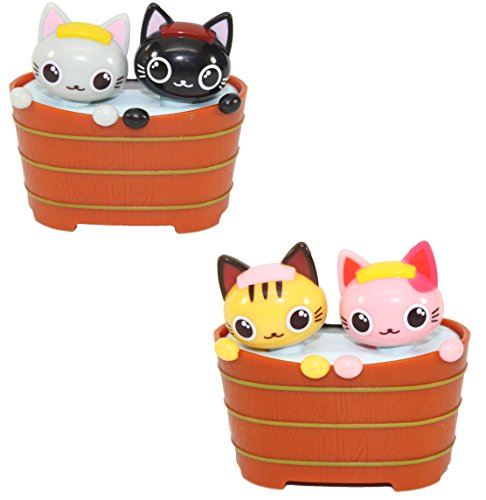 Set of 2 Cat Couple In Barrel Solar Toy Car Dashboard Office Desk Display Home Decor Gift US Seller