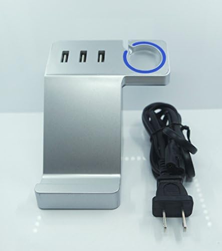 Apple Watch and iPhone Charger Dock, RNAi® 3-Port USB Fast Smart Charger for Apple Watch Sport/Editon Version Smartphones, Tablets and More (Silver RNAI-807-S04)