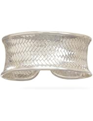 Concave Woven Cuff Bracelet Chunky Heavy Wide 925 Solid Sterling Silver