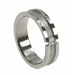 316L stainless steel ring with combination matte and shiny polish and cubic zirconia stone - Width: 6mm (Sizes 5-13)