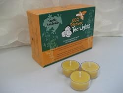 36 Beeswax Tea-Light Candles in NATURAL - Plastic Cups - 100% Beeswax Candles