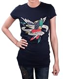 ED HARDY by Christian Audigier Rhinestone Platinum Womens Tattoo T-Shirt Tee