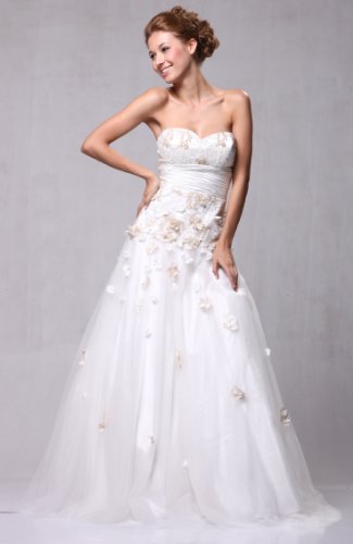 #3170 Organza Over Satin Bridal Wedding Gown with 3d Floral Detail