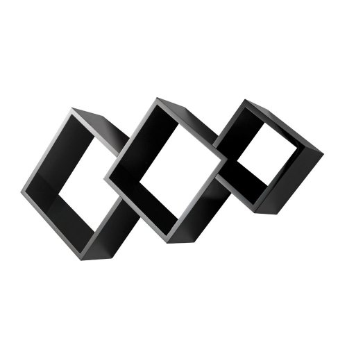 Ambientehome 56072 Deko-Regal-Set Cube bestehend aus 3 Cubes 32 x 32 x 15 cm, schwarz-hochglanz