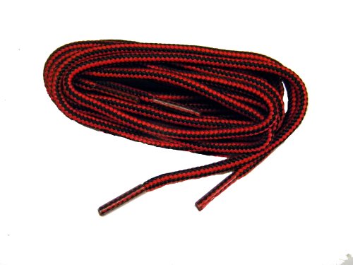 Rugged Wear Red - Black Round Polyester Boot Laces Shoelaces - 2 Pair Pack