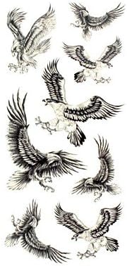 A-IIIT 1pc Chic Waterproof Temporary Tattoos Wrist/Arm Tattoos Small Black Eagle Bird Body Tattoos(18.5cm*8.5cm)