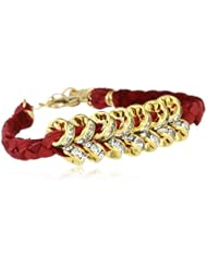 Ettika Rondell Crystal Braided Colored Deerskin Leather Bracelet