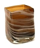 Unique Hand Blown Glass Vase / Candle Holder - Amber Swirl