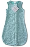 SwaddleDesigns zzZipMe Sack with 2-Way Zipper, Cozy Microplush Wearable Blanket, Jewel Tone Puff Circle in Turquoise 6-12 months