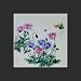 Susho, King Silk Art Handmade Silk Embroidery - Pink Iris Flowers with Butterflies-36007B