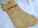Christmas House, Holiday Christmas Santa Stocking, Gold Color, Sequin Embroidery