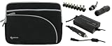 rooCase 4n1 Combo - HP Mini 311-1000NR 11.6-Inch Netbook Sleeve Case with AC and DC Adapter Charger Home / Car / Airplane - Invisible Zipper Tri-Pocket Black
