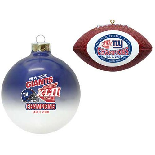 Buy Topperscot New York Giants Super Bowl XLII Champions Football and Glass Ornament Set by Topperscot