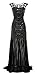 gastbypty Women's 1920s Black Sequin Gatsby Maxi Long Evening Prom Dress