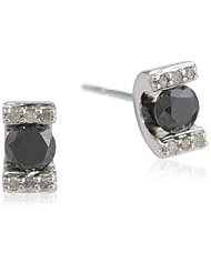 10k White Gold 1/2 CTTW Black and White Diamond Stud Earrings