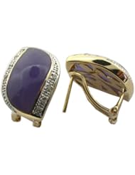 Lavender Jade and Diamond Rivus Earrings, 14k Gold