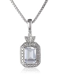 Sterling Silver Birthstone and Diamond Pendant Necklace, 18"