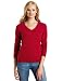 Sofie Women's Long Sleeve 100% Cashmere V-Neck Sweater, Ruby, Small