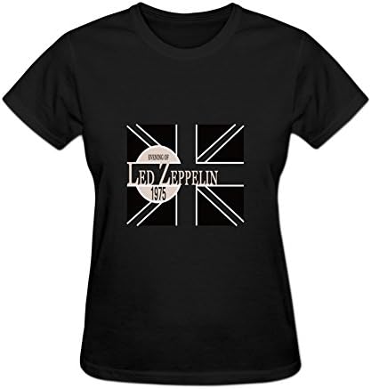 LLKE Women's Rock band Led Zeppelin Evening of Led Zep 1975 t-shirt XL Black