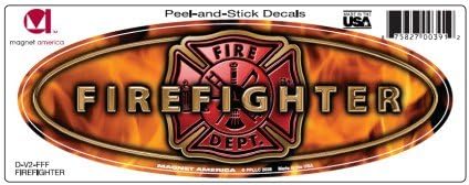 Firefighter Slim Design Oval DECAL (non-magnetic!)