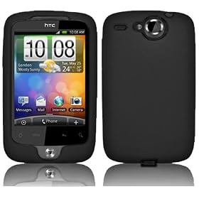 Black XYLO SuperTuff Soft Silicone Back Cover / Skin / Case for the HTC Wildfire Mobile Phone.