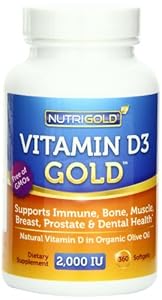 Nutrigold Vitamin D3 Gold (in Organic Olive Oil), 2000 IU, 360 softgels