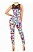 Women's Mesh Inset Lips Pattern Sleeveless Party Jumpsuits
