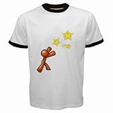 Men's Customized ORANGE MAN GLOSSY SHINY VECTOR CLIP ART, 100% Cotton White Ringer T-shirt