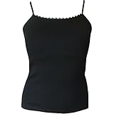 Ladies Plain Strappy Summer Vest Top with Floral Daisy Trim