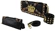 Crown Design Leopard Trim Bag with Chain - Bracelet - Straps