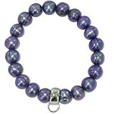 Image of Chrysalis Natural Black Freshwater Pearl Bracelet Silver Charm Loop