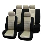FH-FB060115 Trendy Elegance Car Seat Covers, Airbag compatible and Split Bench, Beige / Black color