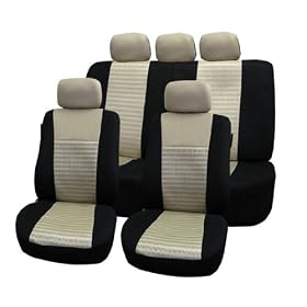 FH-FB060115 Trendy Elegance Car Seat Covers, Airbag compatible and Split Bench, Beige / Black color