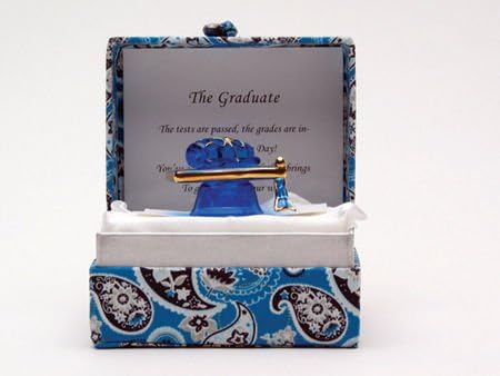 Blue Graduation Cap Glass Sentiment Gift