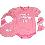 Reebok Denver Broncos Infant Creeper, Bib & Bootie Set - Pink Infant 12 Months