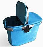 bicycle basket , Turquoise , aluminum and textile with Bracket - Dual Front Quick Release Basket, Removable, padded handle, Collapsible for storage, by Biria