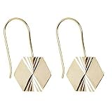 18kt Gold over Sterling Silver Diamond Cut Hexagon Drop Earrings