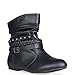 Twisted Women's SHELLY Faux Leather Ankle-High Slouchy Boot with Multi Buckle Straps - SHELLYDEV BLACK, Size 10
