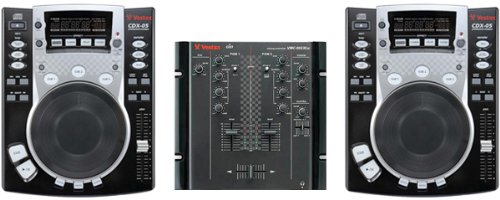 【CDJセット】Vestax/ベスタックス CDX-05MBK（2台）＆VMC-002XLu TUB+ヘッドホン DJ用CDプレーヤー＆ミキサーセット