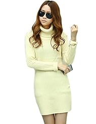 Sweater Acrylic/Polyester High-Neck Long Sleeves  Dress