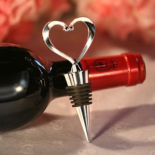 Heart Wine Bottle Stoppers Love Theme Wedding Favors, 96