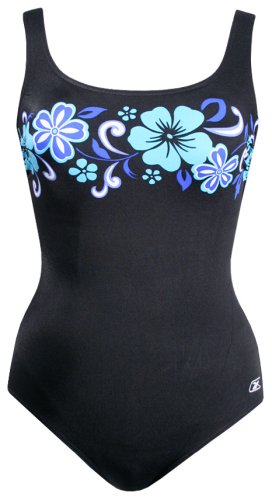 Reebok Women's Waterfitness Hu La La Border Scoop NeckSwimsuit