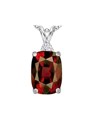 Original Star K (tm) Large 14x10mm Cushion Cut Simulated Garnet Pendant in 925 Sterling Silver