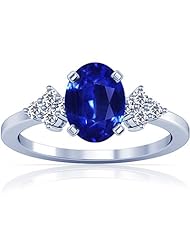 Platinum Oval Cut Blue Sapphire Ring With Sidestones (GIA Certificate)