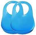 PLASTIC BABY BIBS 2 X BLUE BIBS, CATCHES ALL SPILLS *SAME DAY DISPATCH*